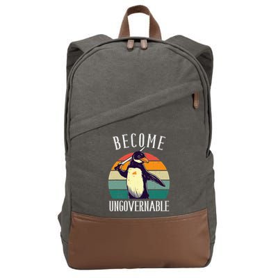 Become Ungovernable Meme Funny Penguin Cotton Canvas Backpack