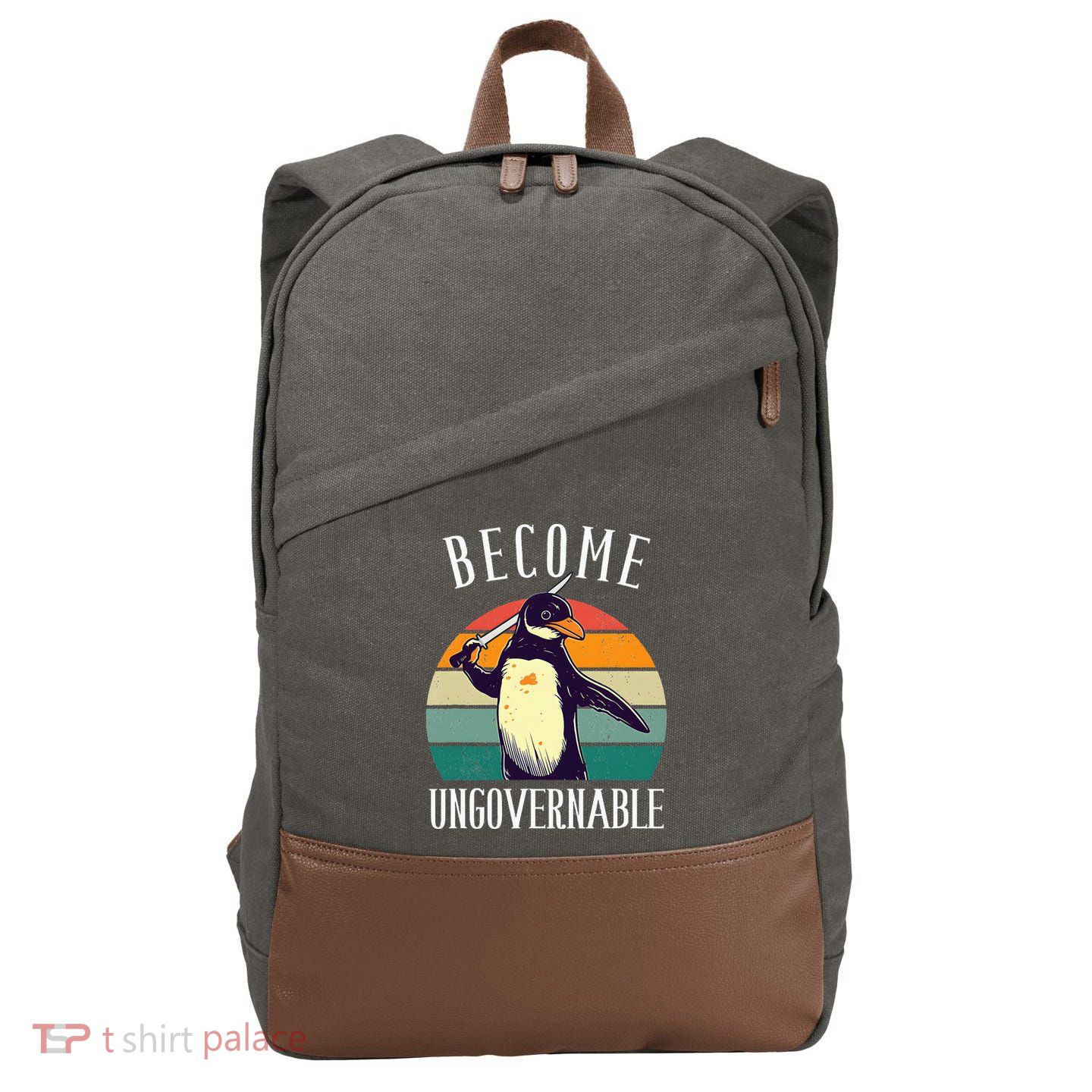 Become Ungovernable Meme Funny Penguin Cotton Canvas Backpack