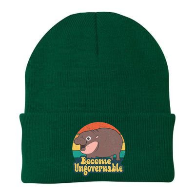 Become Ungovernable Moo Deng Humor Knit Cap Winter Beanie