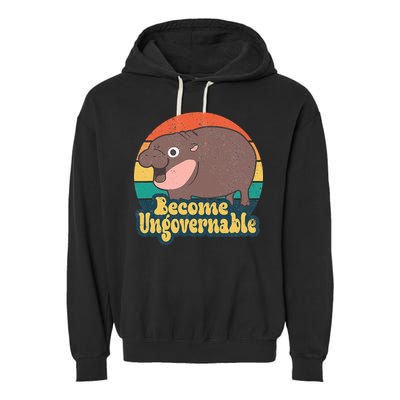 Become Ungovernable Moo Deng Humor Garment-Dyed Fleece Hoodie