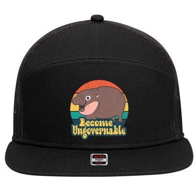 Become Ungovernable Moo Deng Humor 7 Panel Mesh Trucker Snapback Hat