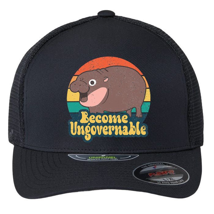 Become Ungovernable Moo Deng Humor Flexfit Unipanel Trucker Cap