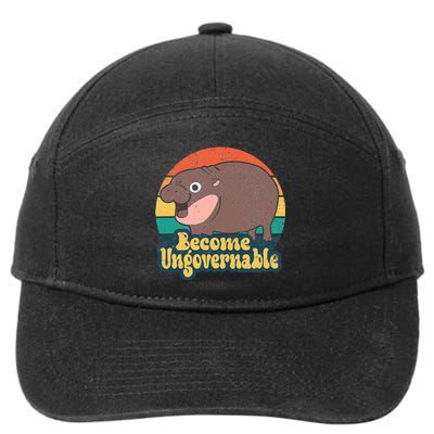 Become Ungovernable Moo Deng Humor 7-Panel Snapback Hat