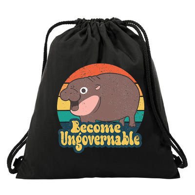 Become Ungovernable Moo Deng Humor Drawstring Bag