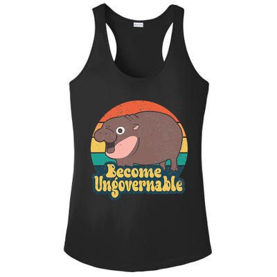 Become Ungovernable Moo Deng Humor Ladies PosiCharge Competitor Racerback Tank