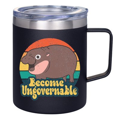 Become Ungovernable Moo Deng Humor 12oz Stainless Steel Coffee Mug