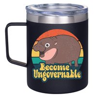 Become Ungovernable Moo Deng Humor 12oz Stainless Steel Coffee Mug