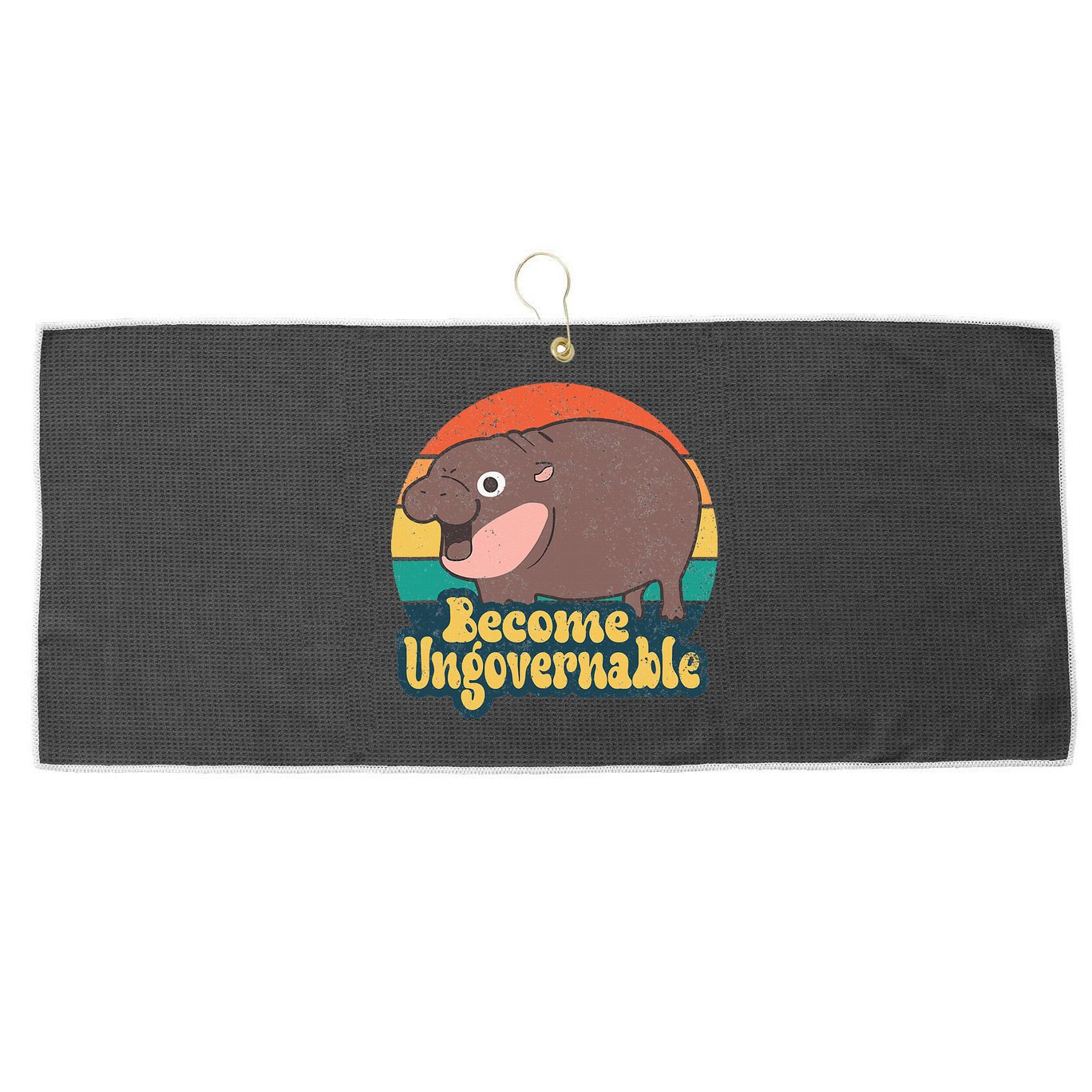 Become Ungovernable Moo Deng Humor Large Microfiber Waffle Golf Towel