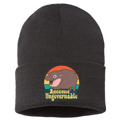 Become Ungovernable Moo Deng Humor Sustainable Knit Beanie