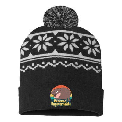 Become Ungovernable Moo Deng Humor USA-Made Snowflake Beanie