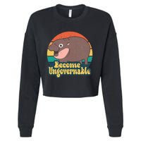 Become Ungovernable Moo Deng Humor Cropped Pullover Crew