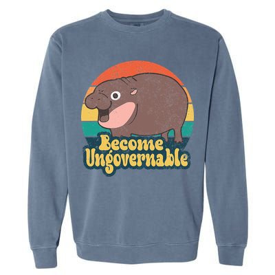 Become Ungovernable Moo Deng Humor Garment-Dyed Sweatshirt