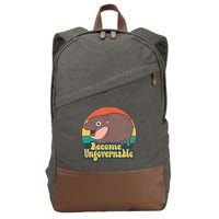 Become Ungovernable Moo Deng Humor Cotton Canvas Backpack
