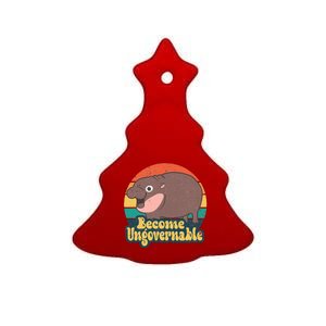 Become Ungovernable Moo Deng Humor Ceramic Tree Ornament