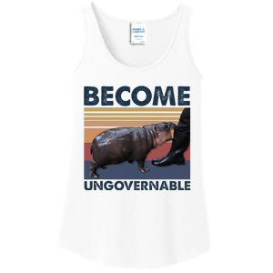 Become Ungovernable Moo Deng Cute Baby Hippo Ladies Essential Tank