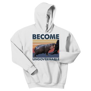 Become Ungovernable Moo Deng Cute Baby Hippo Kids Hoodie