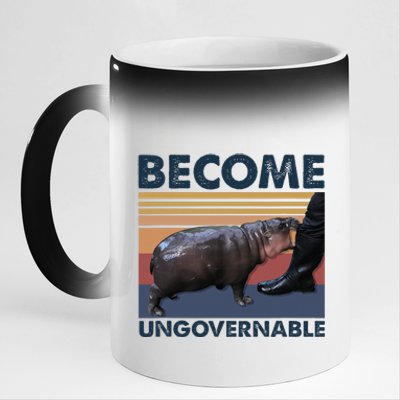 Become Ungovernable Moo Deng Cute Baby Hippo 11oz Black Color Changing Mug