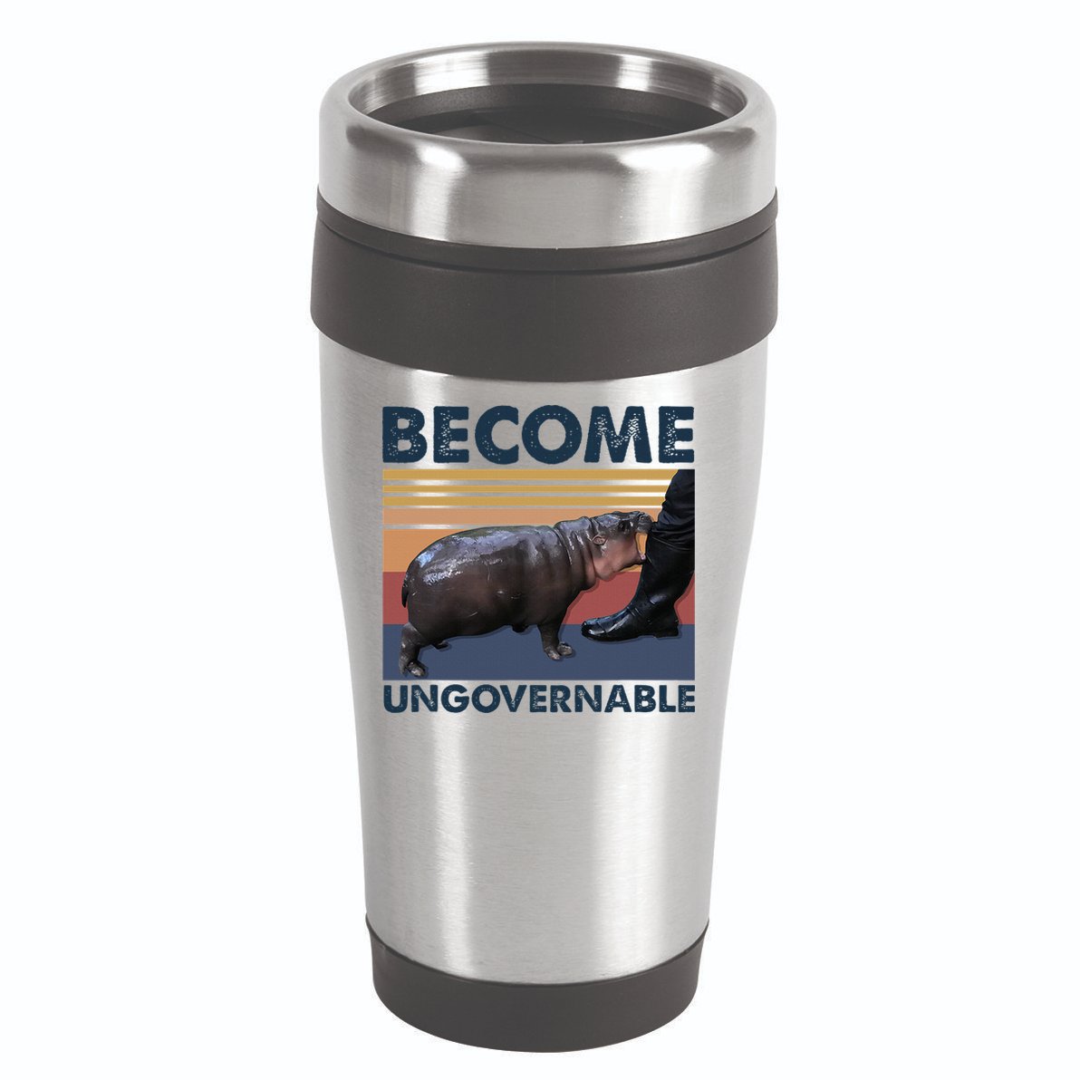 Become Ungovernable Moo Deng Cute Baby Hippo 16oz Travel Tumbler