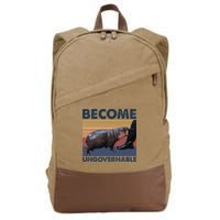 Become Ungovernable Moo Deng Cute Baby Hippo Cotton Canvas Backpack