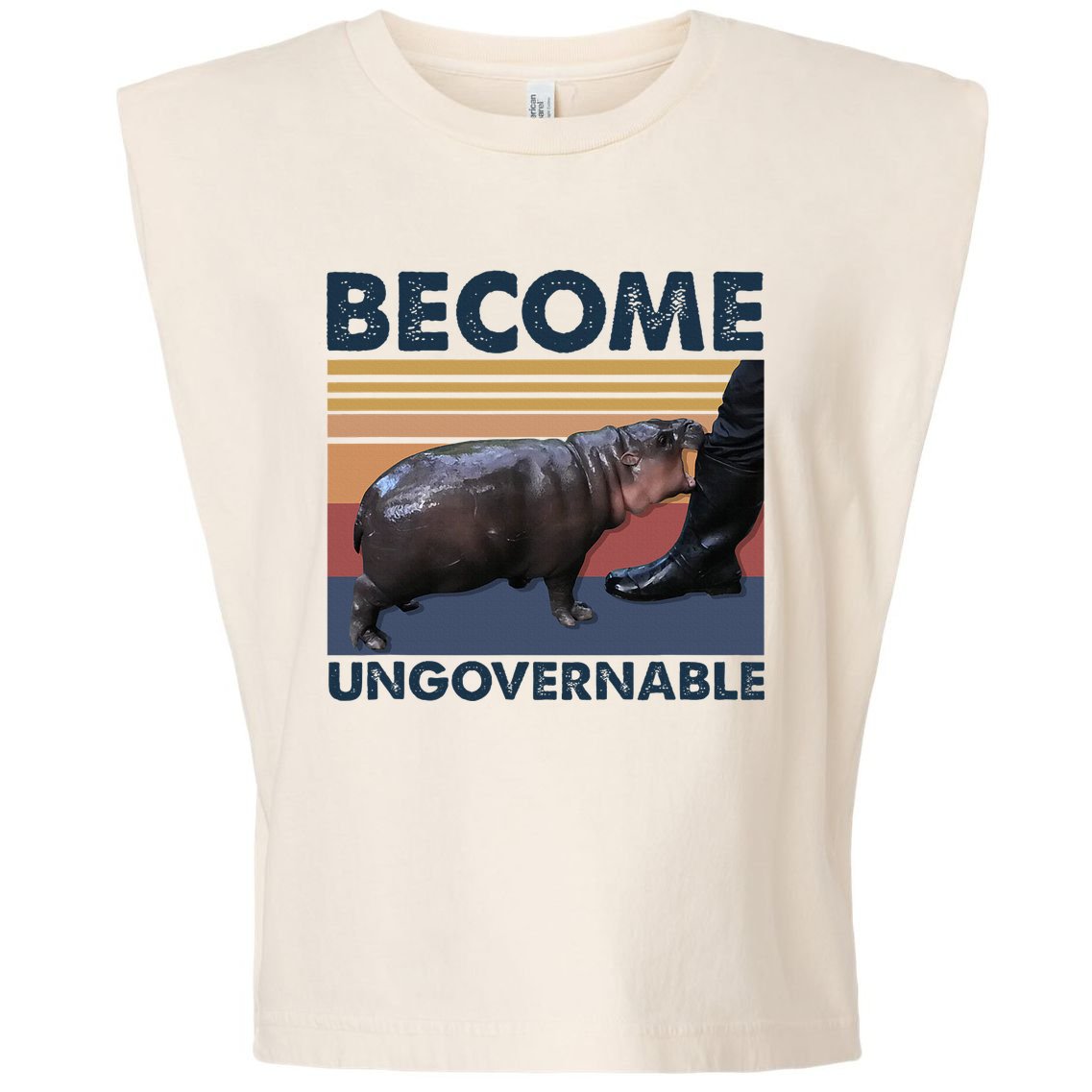 Become Ungovernable Moo Deng Cute Baby Hippo Garment-Dyed Women's Muscle Tee