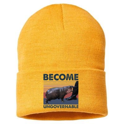 Become Ungovernable Moo Deng Cute Baby Hippo Sustainable Knit Beanie