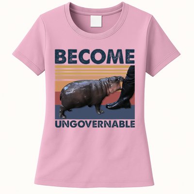 Become Ungovernable Moo Deng Cute Baby Hippo Womens T-Shirt