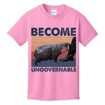 Become Ungovernable Moo Deng Cute Baby Hippo Kids T-Shirt