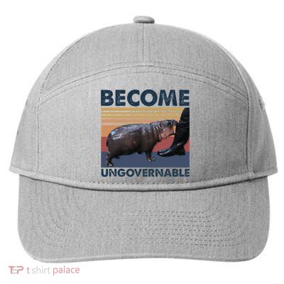 Become Ungovernable Moo Deng Cute Baby Hippo 7-Panel Snapback Hat