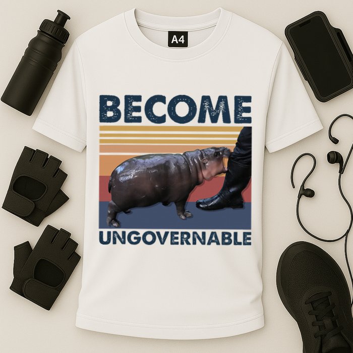 Become Ungovernable Moo Deng Cute Baby Hippo Cooling Performance Crew T-Shirt