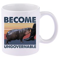 Become Ungovernable Moo Deng Cute Baby Hippo 11oz C Handle Ceramic Mug