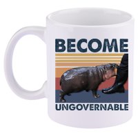Become Ungovernable Moo Deng Cute Baby Hippo 11oz C Handle Ceramic Mug
