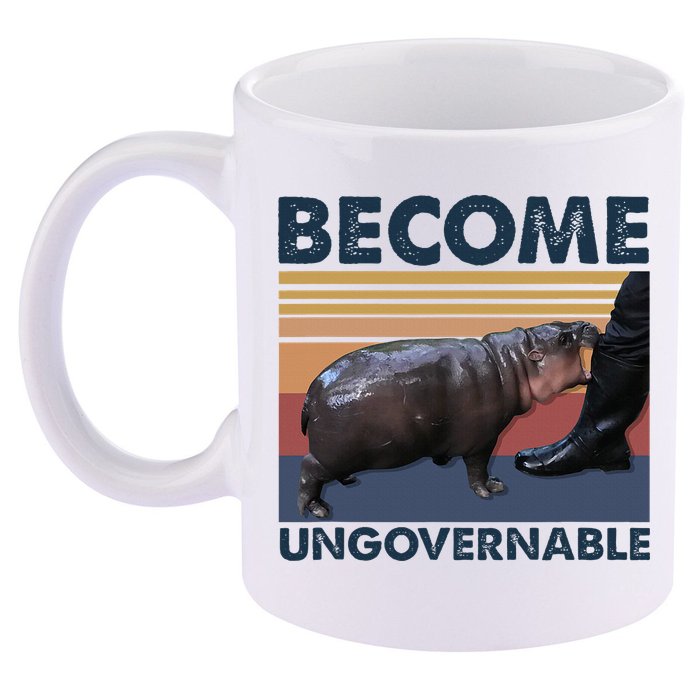 Become Ungovernable Moo Deng Cute Baby Hippo 11oz C Handle Ceramic Mug