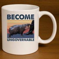 Become Ungovernable Moo Deng Cute Baby Hippo 11oz C Handle Ceramic Mug