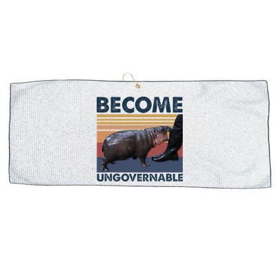 Become Ungovernable Moo Deng Cute Baby Hippo Large Microfiber Waffle Golf Towel