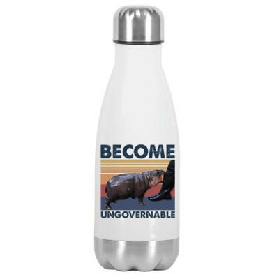 Become Ungovernable Moo Deng Cute Baby Hippo Stainless Steel Insulated Water Bottle