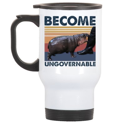 Become Ungovernable Moo Deng Cute Baby Hippo Stainless Steel Travel Mug