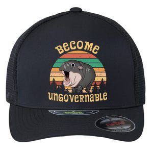 Become Ungovernable Moo Deng Baby Pygmy Hippo Flexfit Unipanel Trucker Cap