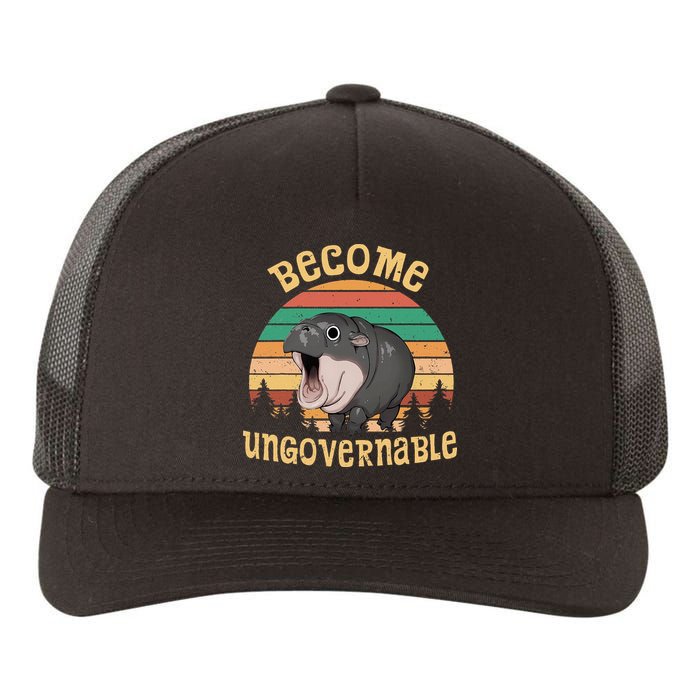 Become Ungovernable Moo Deng Baby Pygmy Hippo Yupoong Adult 5-Panel Trucker Hat