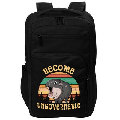 Become Ungovernable Moo Deng Baby Pygmy Hippo Impact Tech Backpack