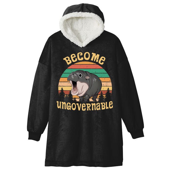 Become Ungovernable Moo Deng Baby Pygmy Hippo Hooded Wearable Blanket