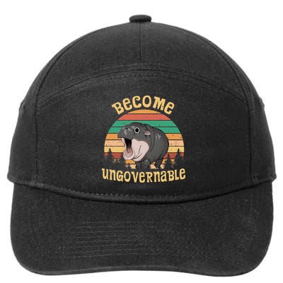 Become Ungovernable Moo Deng Baby Pygmy Hippo 7-Panel Snapback Hat