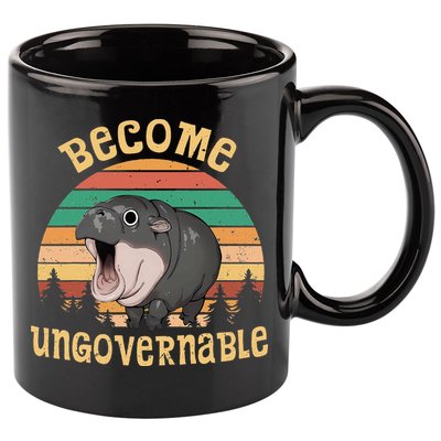 Become Ungovernable Moo Deng Baby Pygmy Hippo 11oz C Handle Ceramic Mug