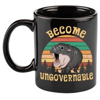 Become Ungovernable Moo Deng Baby Pygmy Hippo 11oz C Handle Ceramic Mug