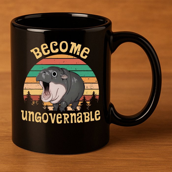 Become Ungovernable Moo Deng Baby Pygmy Hippo 11oz C Handle Ceramic Mug