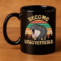 Become Ungovernable Moo Deng Baby Pygmy Hippo 11oz C Handle Ceramic Mug