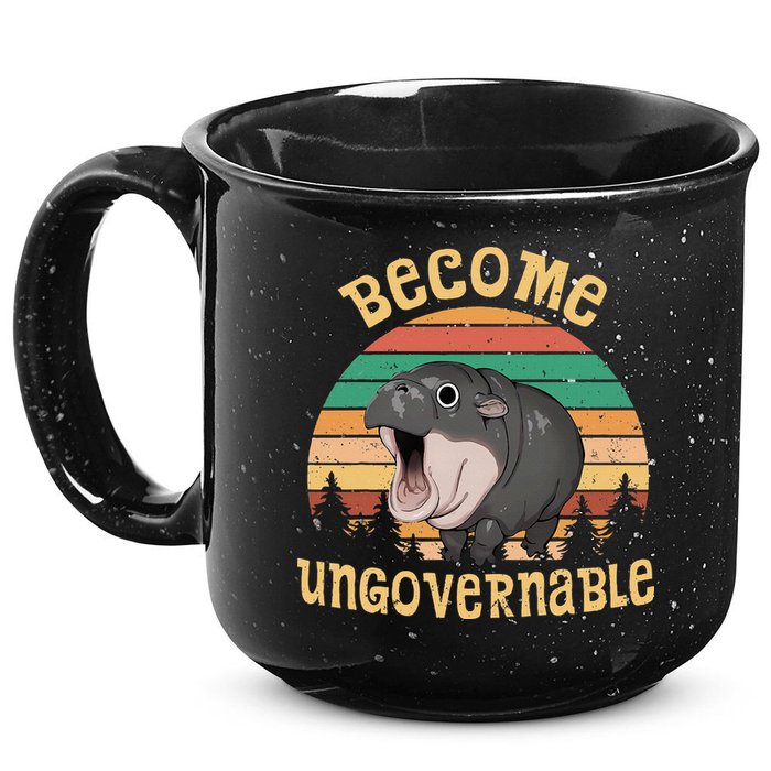 Become Ungovernable Moo Deng Baby Pygmy Hippo 15oz Campfire Ceramic Mug