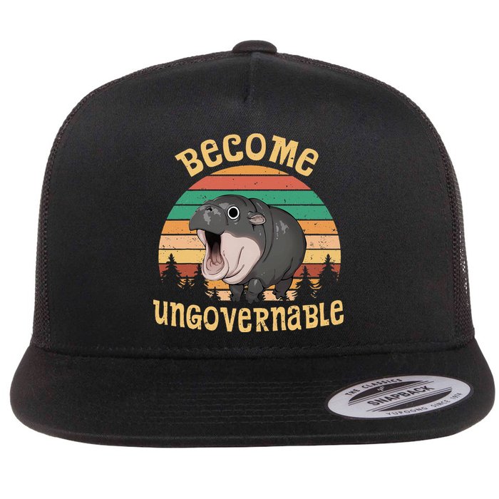 Become Ungovernable Moo Deng Baby Pygmy Hippo Flatbill Hat