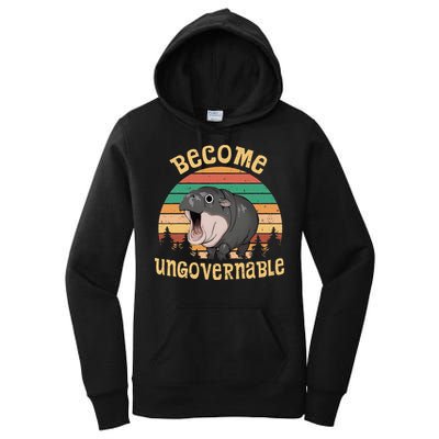 Become Ungovernable Moo Deng Baby Pygmy Hippo Women's Pullover Hoodie