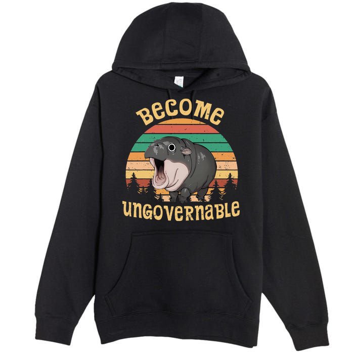 Become Ungovernable Moo Deng Baby Pygmy Hippo Premium Pullover Hoodie