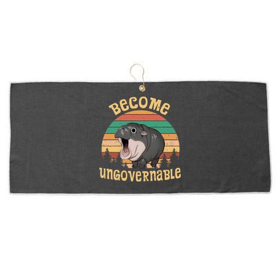 Become Ungovernable Moo Deng Baby Pygmy Hippo Large Microfiber Waffle Golf Towel